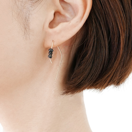 Rhombus with Black Spinel 14K Gold Earrings