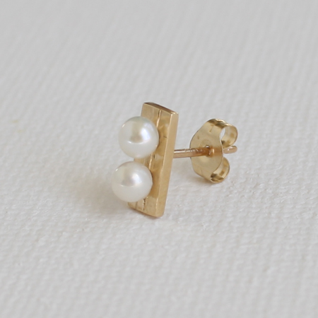 2/2 Pearls Line 14K Gold Earrings