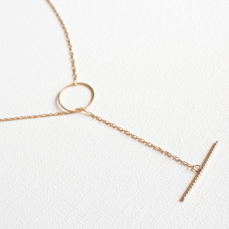 Ring Lariat 14K Gold Necklace