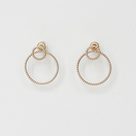 Double Hoop 14K Gold Ear Jacket Earrings