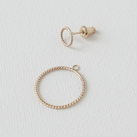 Double Hoop 14K Gold Ear Jacket Earrings