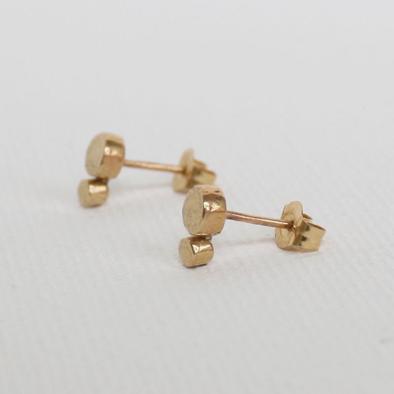 Double Dot 14K Gold Earrings - earrings