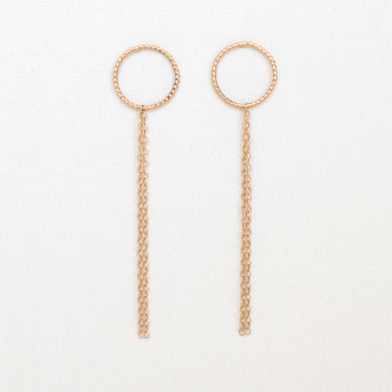 Medium Hoop with Chains 14K Gold Earrings earrings
