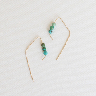 Rhombus with Turquoise 14K Gold Earrings