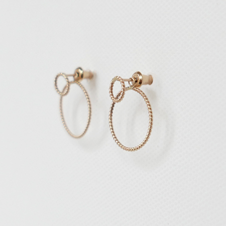 Double Hoop 14K Gold Ear Jacket Earrings