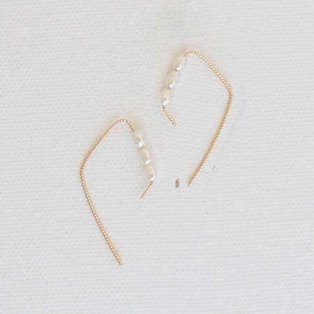 Rhombus with Pearls 14K Gold Earrings