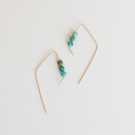 Rhombus with Turquoise 14K Gold Earrings
